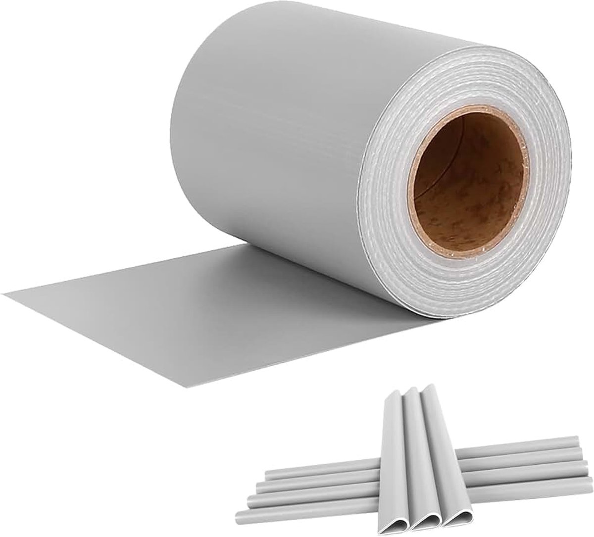 Privacyfolie, pvc, zichtwerende strip voor dubbelstaafmatten, met bevestigingsclips, hekwerk, windscherm, omheining voor tuinhek, balkon (65m x 19cm, lichtgrijs)