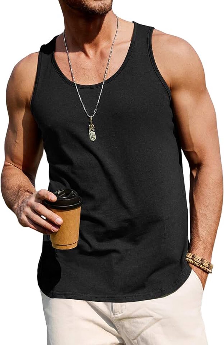 Tanktop voor heren, katoen, ronde hals, mouwloos, ademend, sportief, T-shirt voor sportschool, training, fitness, bodybuilding, basketbal, S-3XL