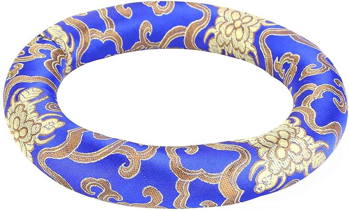 Klankschaalkussen, Zang Zingerkomkussen, Bols Chantants Coussins Bowl Ringkussen, Zijden Klankschaalkussen, Rond Meditatiekussen, Klankschaalonderdelen, Rood of (Blauw)