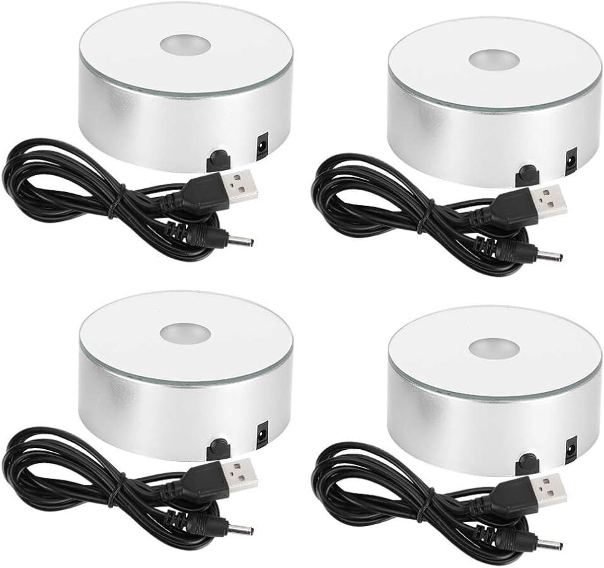 4-delige LED-lichtbasis, led-displaybasis voor 3D-kristalkunst, veelkleurige verlichte displaystandaard met USB-batterij voor glaskunst
