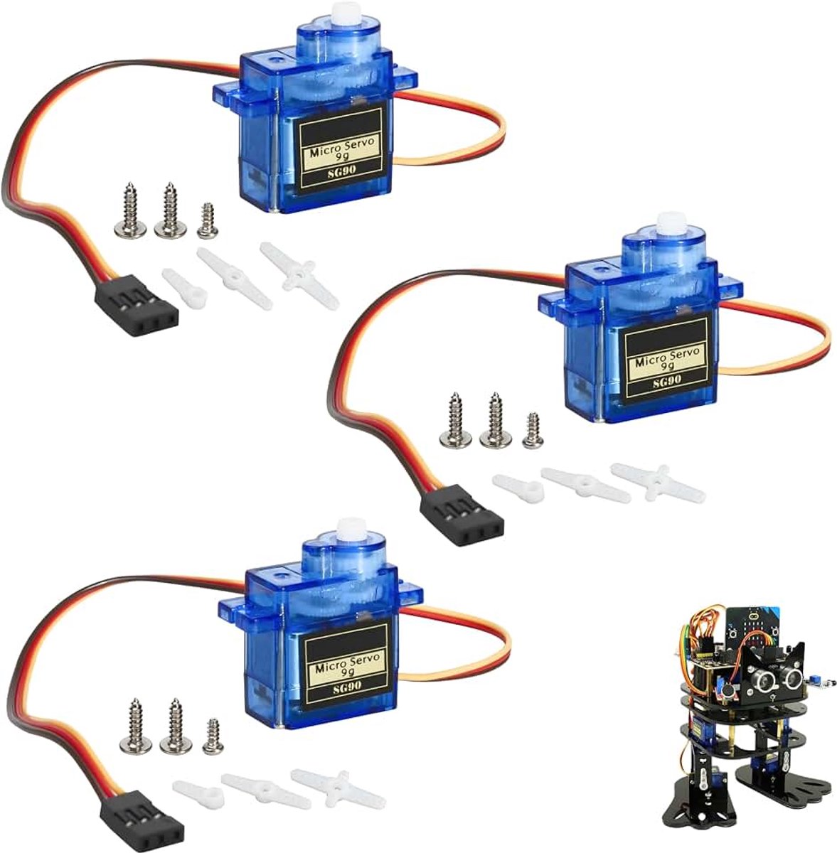 Motoren 9G SG90 - Mini Servo Motor 180° voor Projecten met Arduino, Radiogestuurd, Robotarm, Helikopters en Voertuigen, Compatibel met Raspberry Pi - Duurzaam, Compact en met Hoge