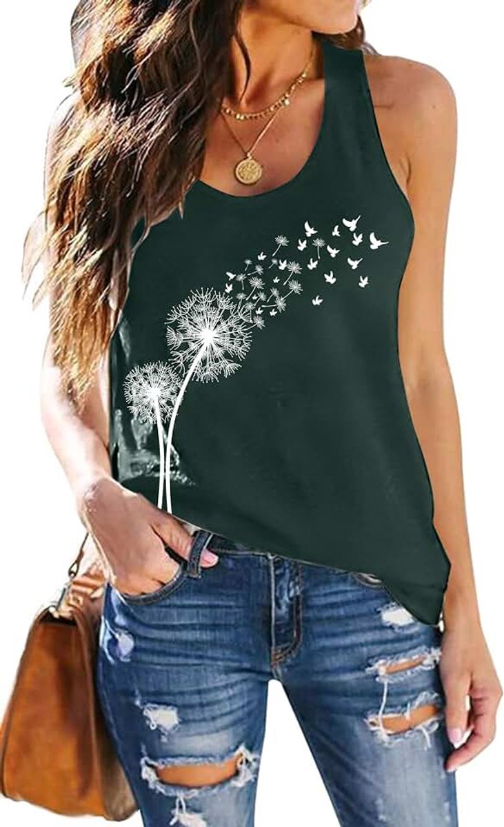 Hohololo Dames Tank Top Met Paardebloem Vrouwen Zomer Vrije Tijd Tanktops Vrouw Mouwloos Tops