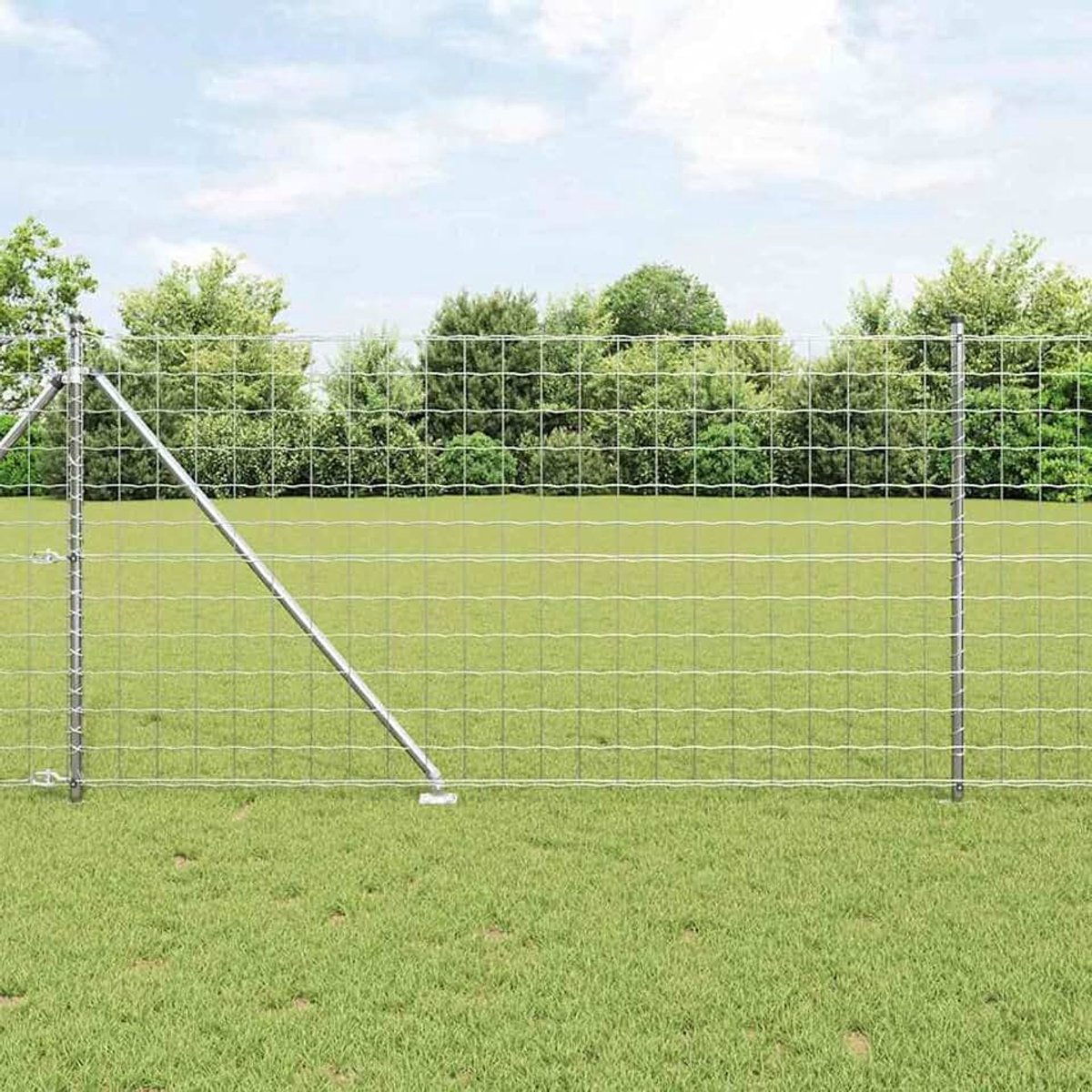 Euro 3350751 Omheining met 7 doornankers, 1 x 10 m, verzinkt staal, stabiele stalen palen voor tuinhekken, landbouw, wilgennetten, kippendraad
