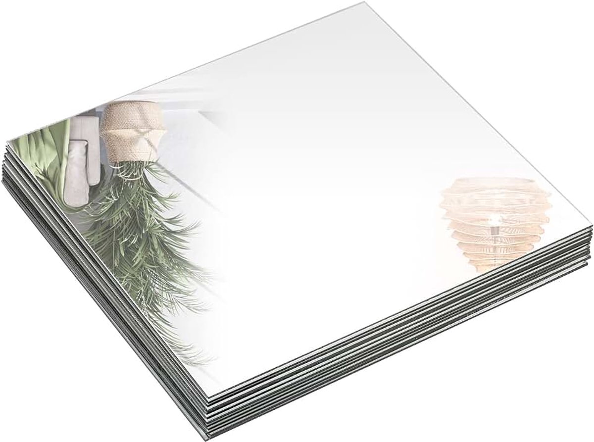 Set van 12 vierkante spiegelkaarsenplaatset - 10 inch x 10 inch frameloze spiegels trays wandgemonteerde spiegeltegels bruiloft centerpieces voor tafel, feestdecoratie, ambachten, 2 mm