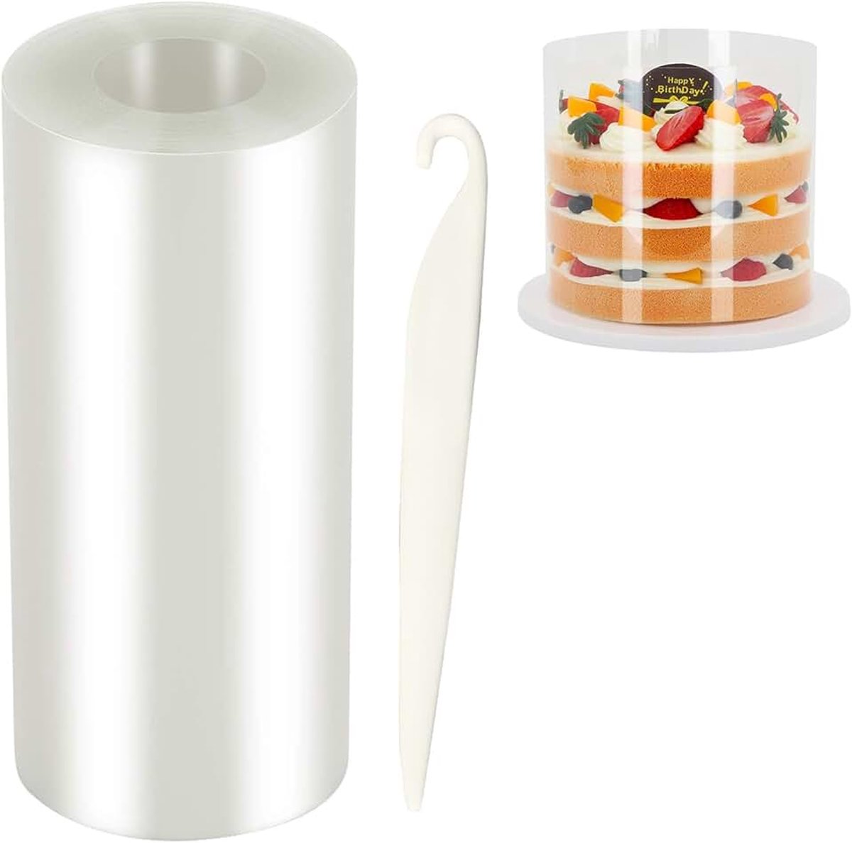 Taartrandfolie 20 cm hoog, taartfolie, acetaatfolie, 20 cm x 5 m, taartrandfolie, herbruikbaar, acetaatfolie, rol, voor taartdecoratie, mousse, chocolade