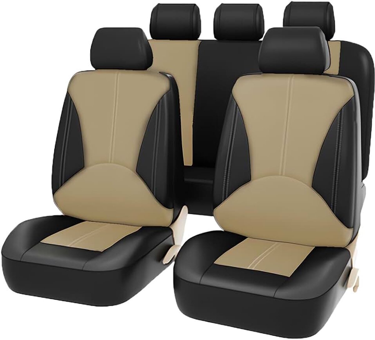 9-delige stoelhoezen voor en achter, complete set voor auto, waterdicht, leer, stofdicht, ademend, stoelhoezen complete set