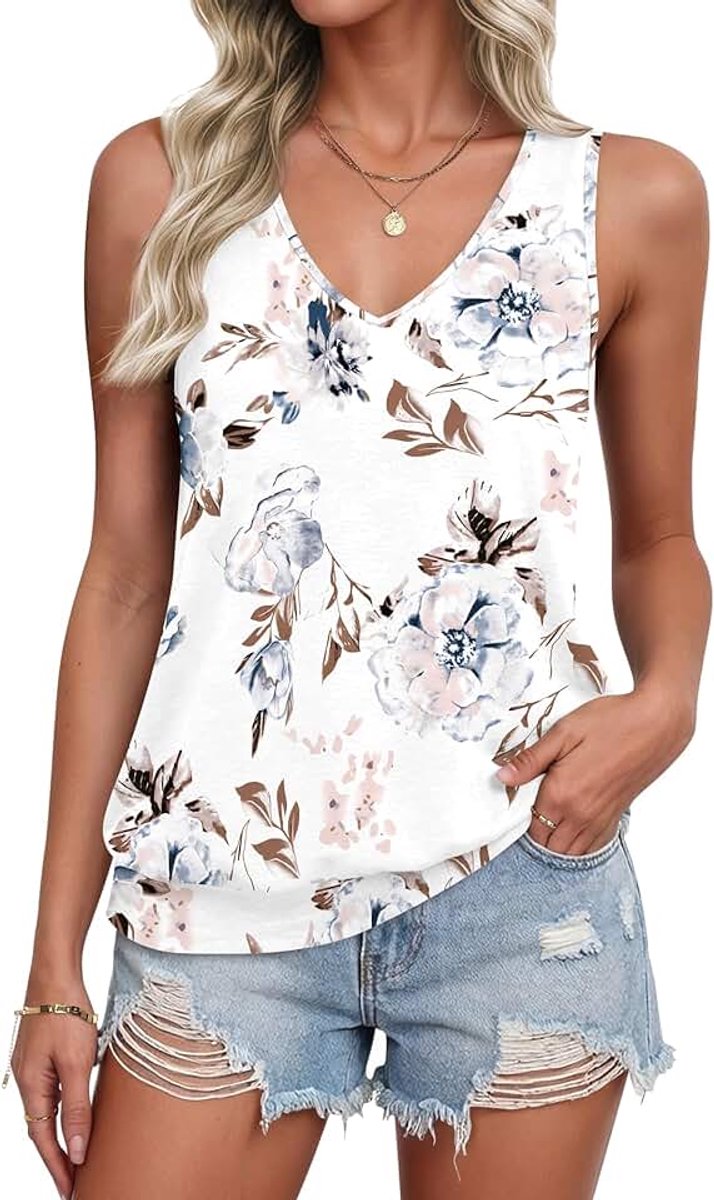 Dames tanktop zomer bovenstuk V-hals vest top blouse S-XXL