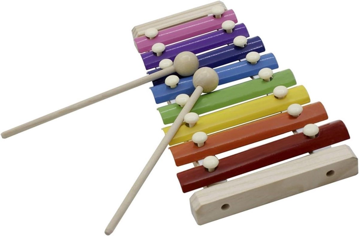 Xylofoon Voor Beginners - 8-tonig Slagwerk - Muziek Ontdekken - Helder Aluminium Geluid - 23.5 cm Lengte - Kleurrijk
