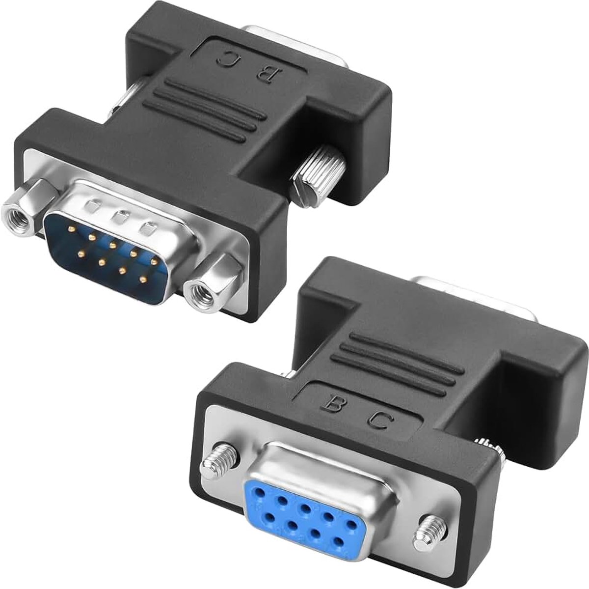 9Pin RS232 DB9 Gender Changer Koppeling Adapter, D-SUB DB9 9 Pin Mannelijk naar female Seriële Plug Converter - 2 Pack