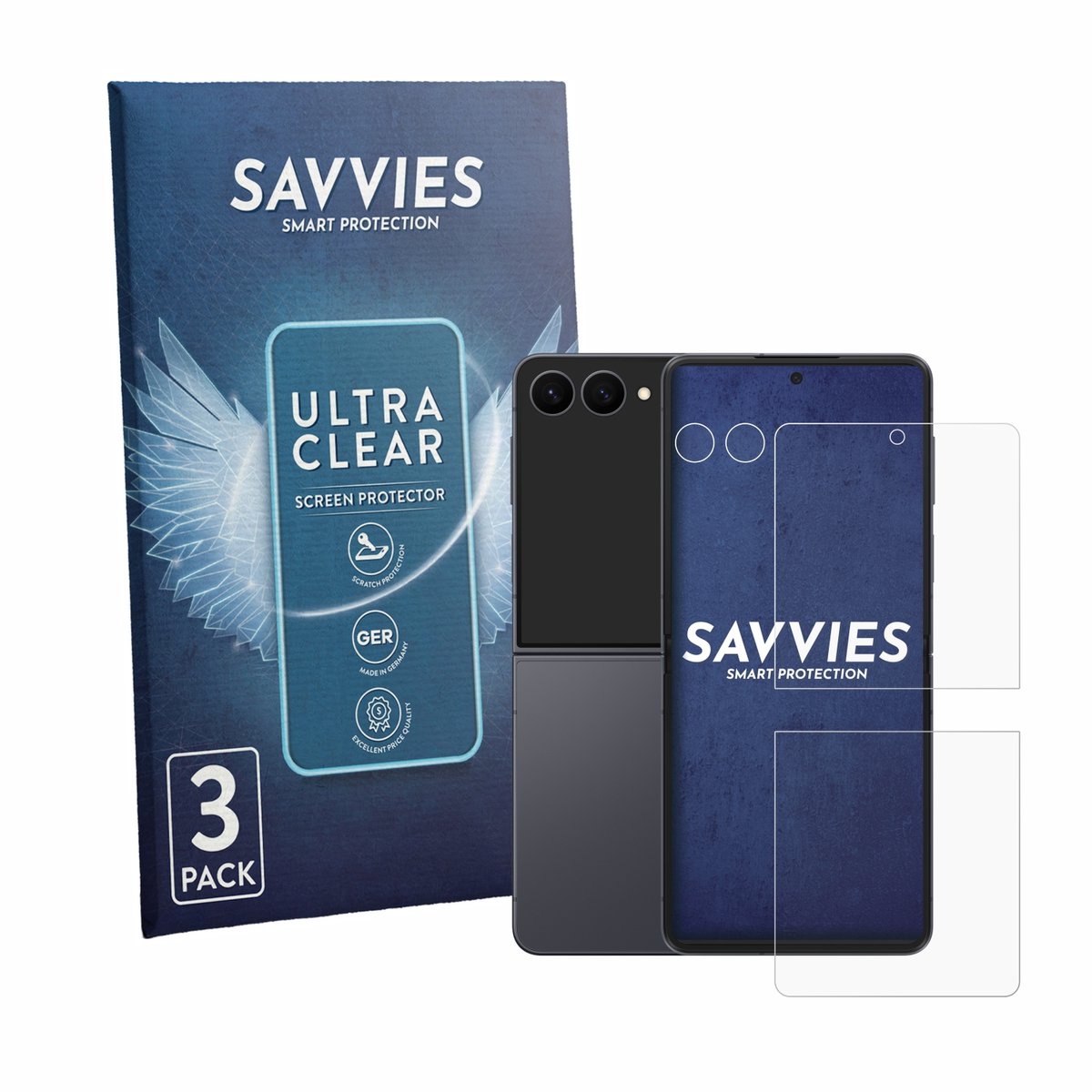 Savvies - Screenprotector voor Samsung Galaxy Z Flip 8 (Voor+Camera) - Folie Beschermfolie transparant 6 Stuks