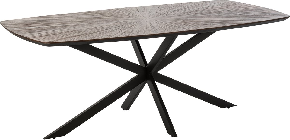 J-Line Eettafel Ray - gerecycled hout - donkerbruin/zwart