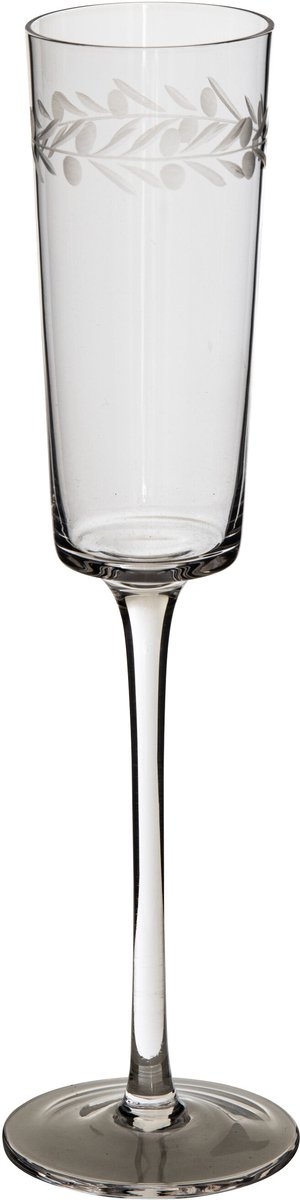 J-Line Champagneglas met bladeren - glas - transparant - set van 6