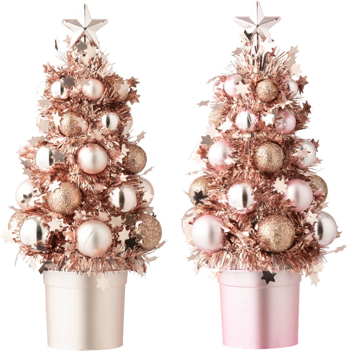 J-Line decoratie Kerstboom Kerstballen - polystyreen - lichtroze - 2 stuks