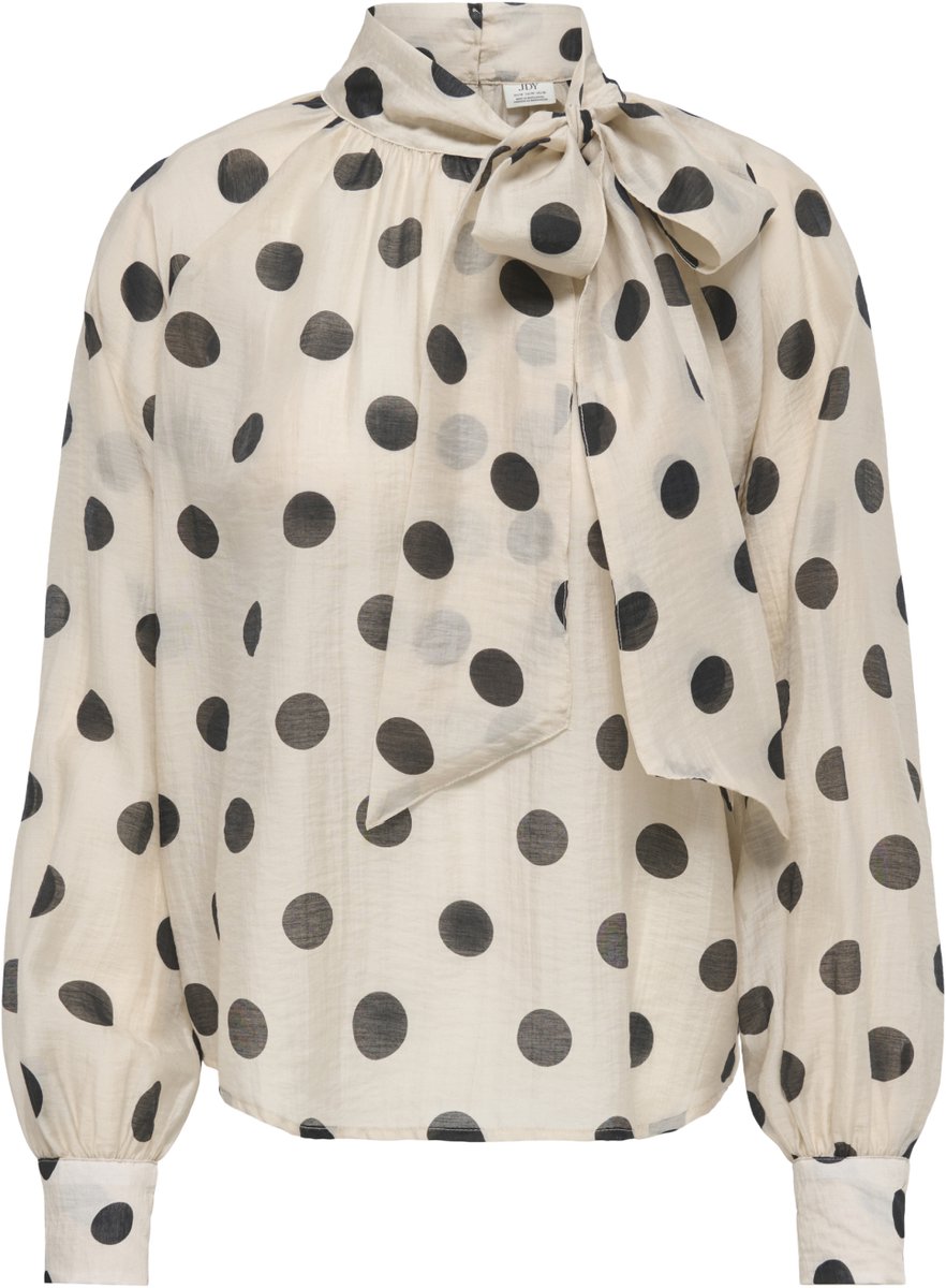 Jacqueline de Yong Blouse Jdyfay L/s Top Wvn 15381547 Cement/black Dot Dames Maat - XS
