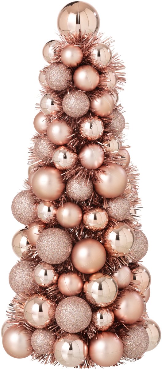 J-Line Kegel met kerstballen - PS - lichtroze