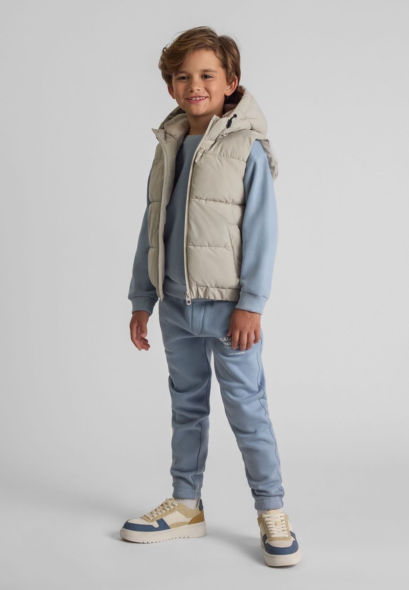 Minoti gewatteerde bodywarmer jongens met capuchon gevoerd Grijs