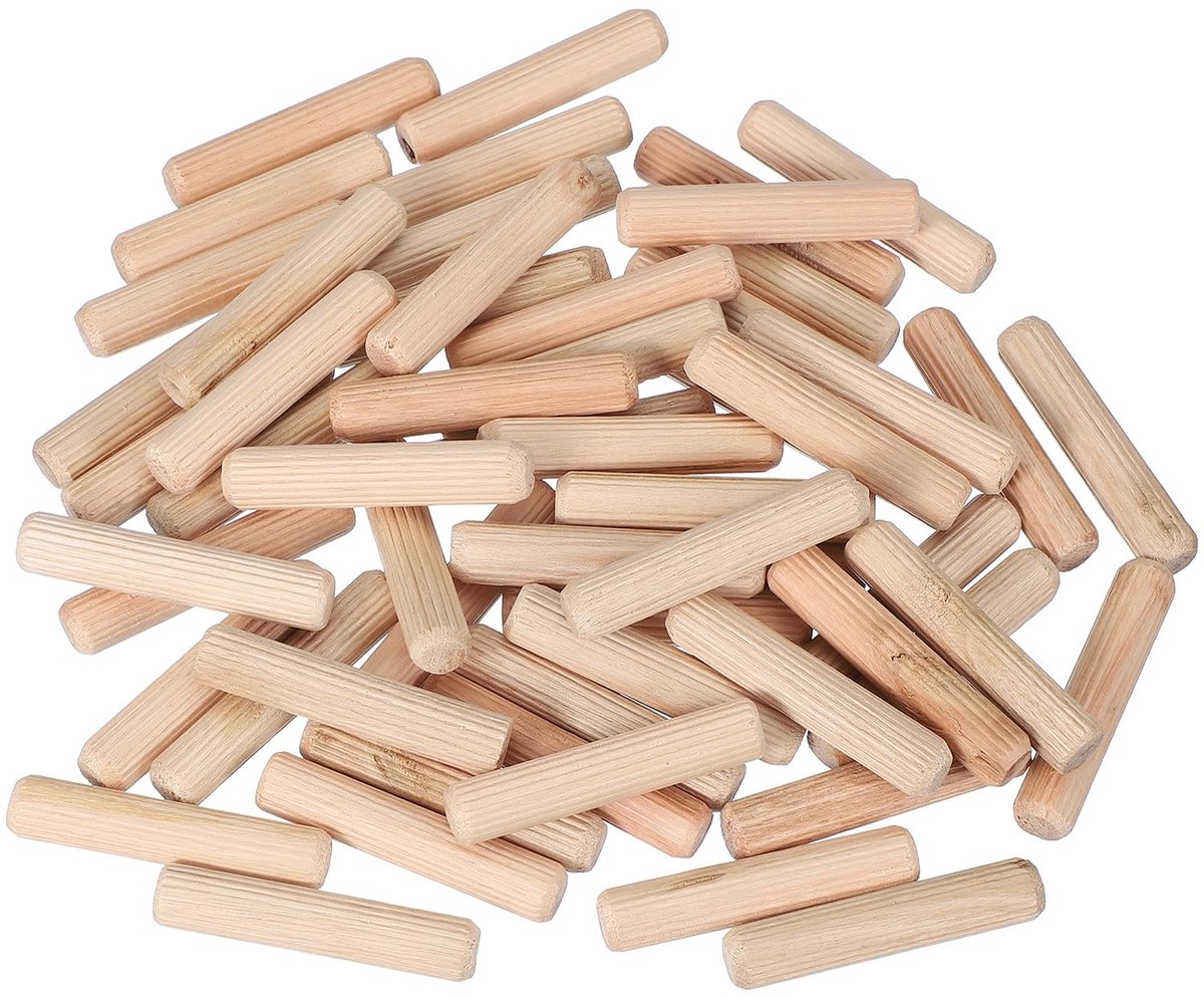 Houten deuvelspelden 3/8" x 2" (10 mm x 50 mm) rechte deuvelstaven hout gecanneleerde deuvels staven voor ambachten meubels doe-het-zelf hardhout tellen 100