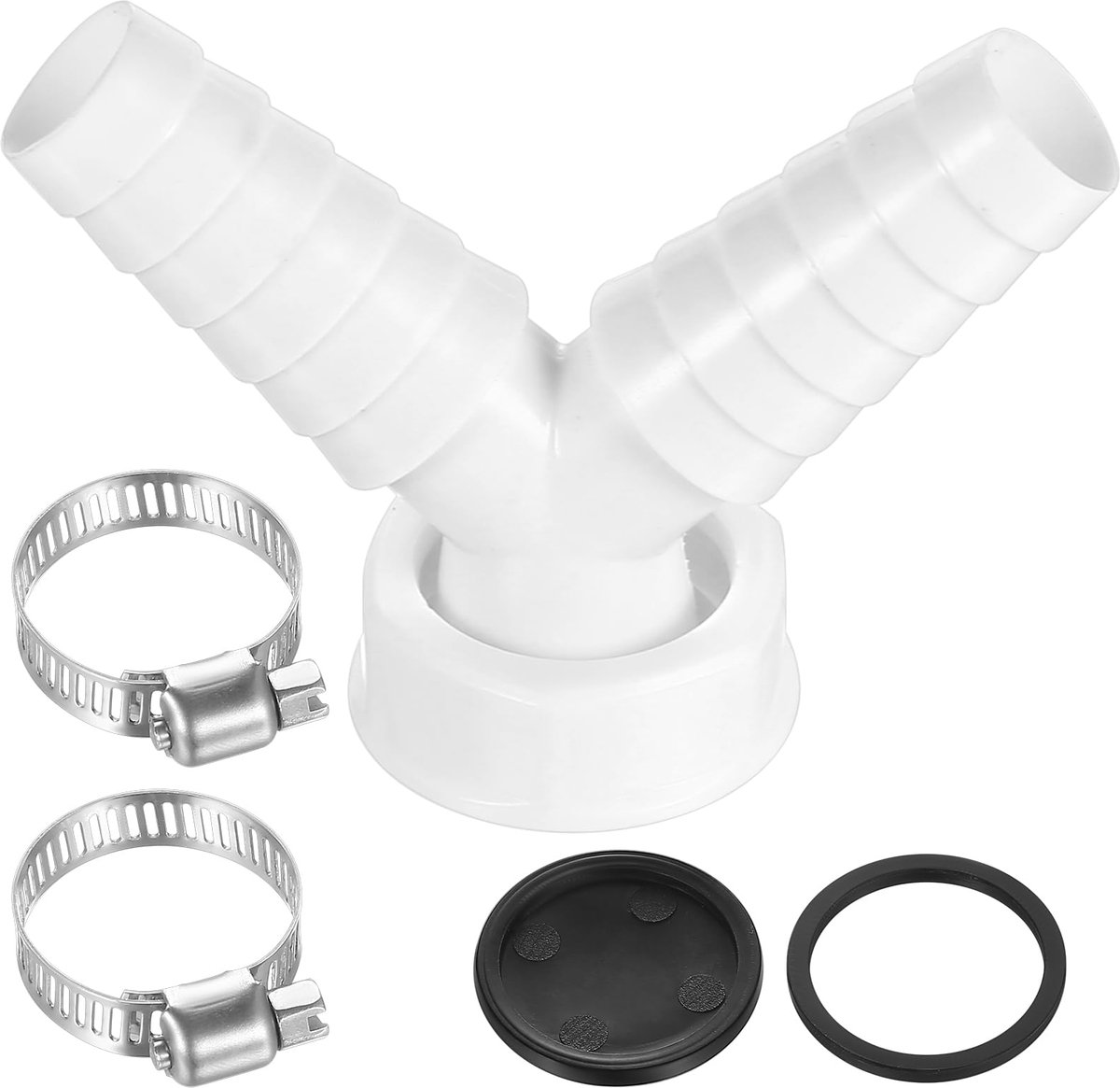 Y-connector Dubbele aansluiting voor wasmachines en vaatwassers 1-inch slang, Y-adapter afvoeraansluiting voor twee apparaten 19-24 mm inlaat, DN 25 uitlaat