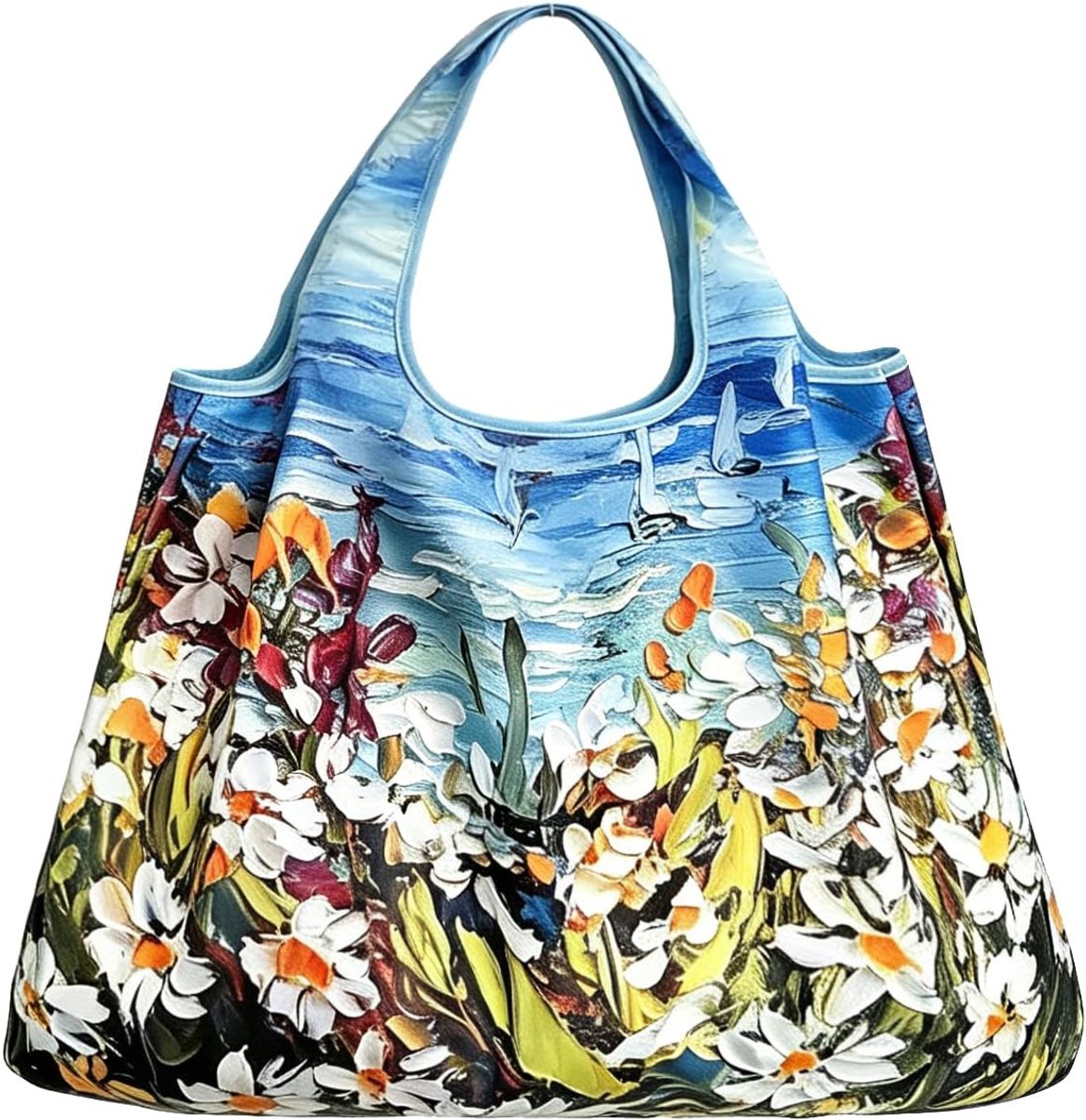 Grote opvouwbare boodschappentas, 50 x 66 cm, herbruikbare reistas, sneldrogend, strandtas, scheurvast, handtas voor winkelen, reizen, uitstapjes, zacht, licht