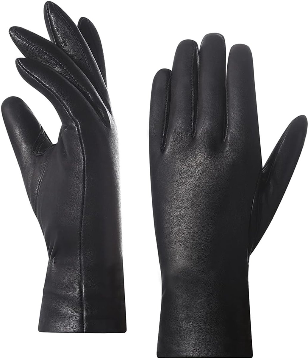 Dames Luxe Italiaanse Lamsleren Handschoenen Kasjmier Gevoerd