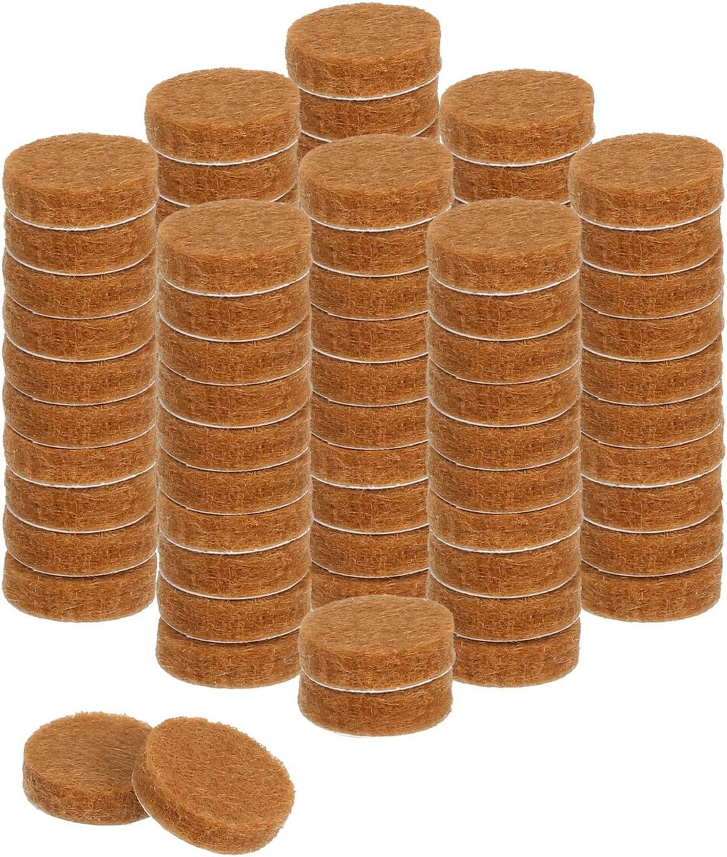 Ronde viltdoppen voor meubels, 84 stuks, diameter x 0,3 cm, dikte met antislip en krasbestendige lijm, poten ter bescherming van houten vloeren, lichtbruin