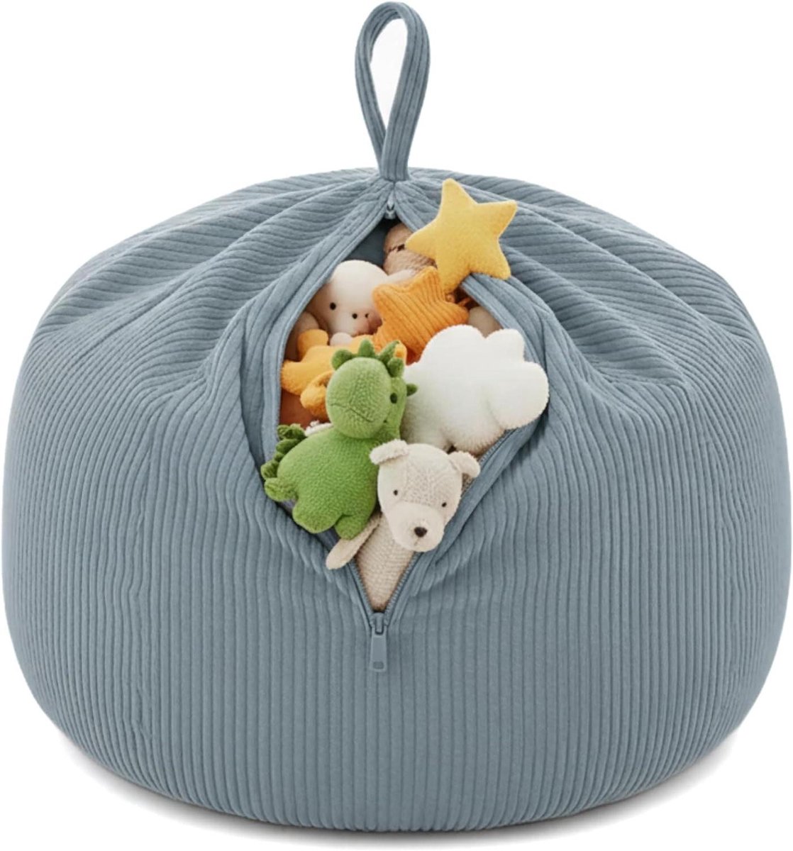 Zitzakhoes Kinderen - Opbergzak Knuffels - Opruimen Spullen - Zacht en Huidvriendelijk - 85 x 85 x 50 cm - Blauw
