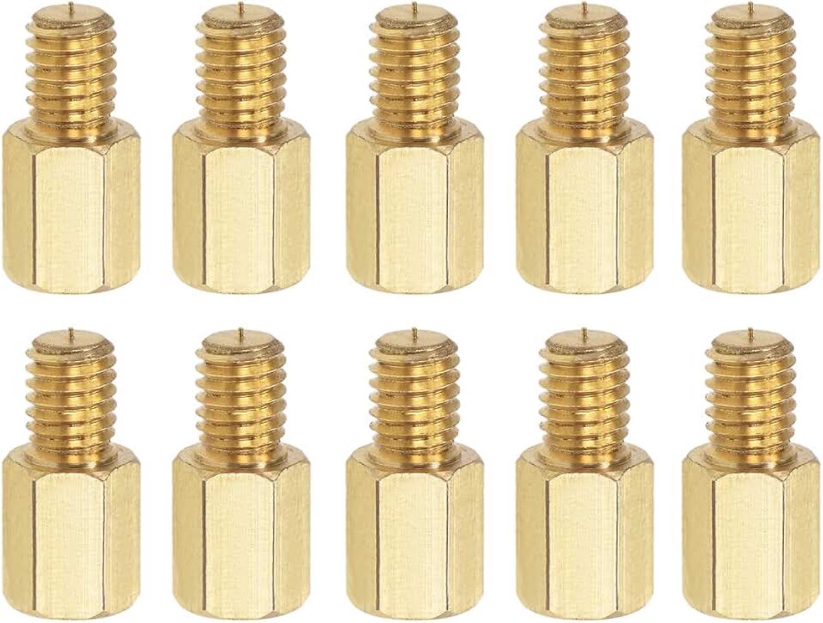 10 stuks M6 afstandschroeven, messing Hex PCB afstandhouders, houden hoogte consistent, geweldig voor moederbord (gouden toon, 10mm+8mm)