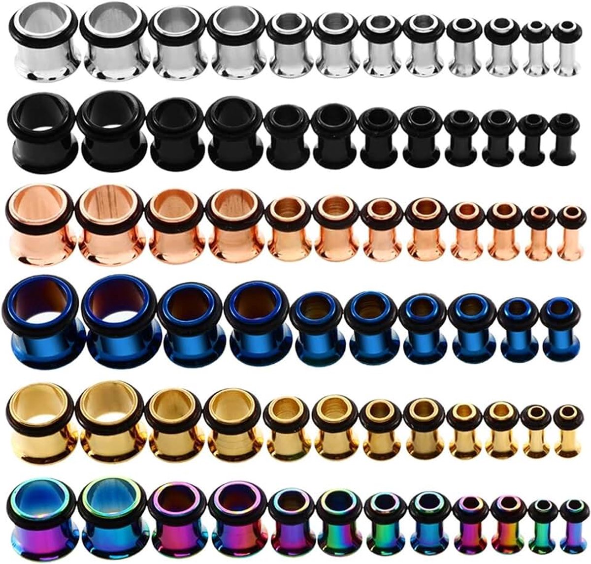 9 paar roestvrijstalen plugs Single Flare Ear Plugs Kit Tunnel Gauges Stretch Piercings Unisex maat 14G-00G
