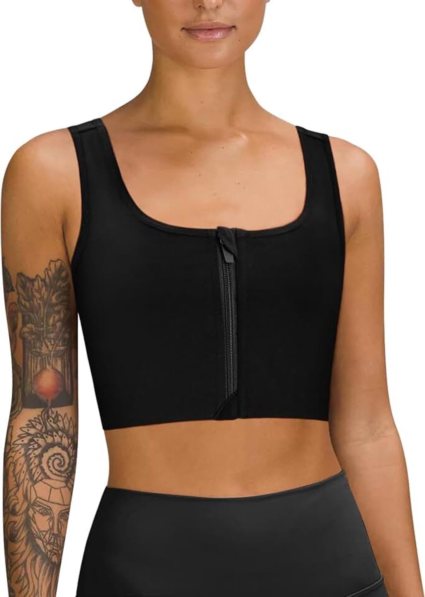Tomboy FTM Trans Bustier voor dames, borstband, transgender, ademend, borstbinder, volledige borst, korset, top met ritssluiting