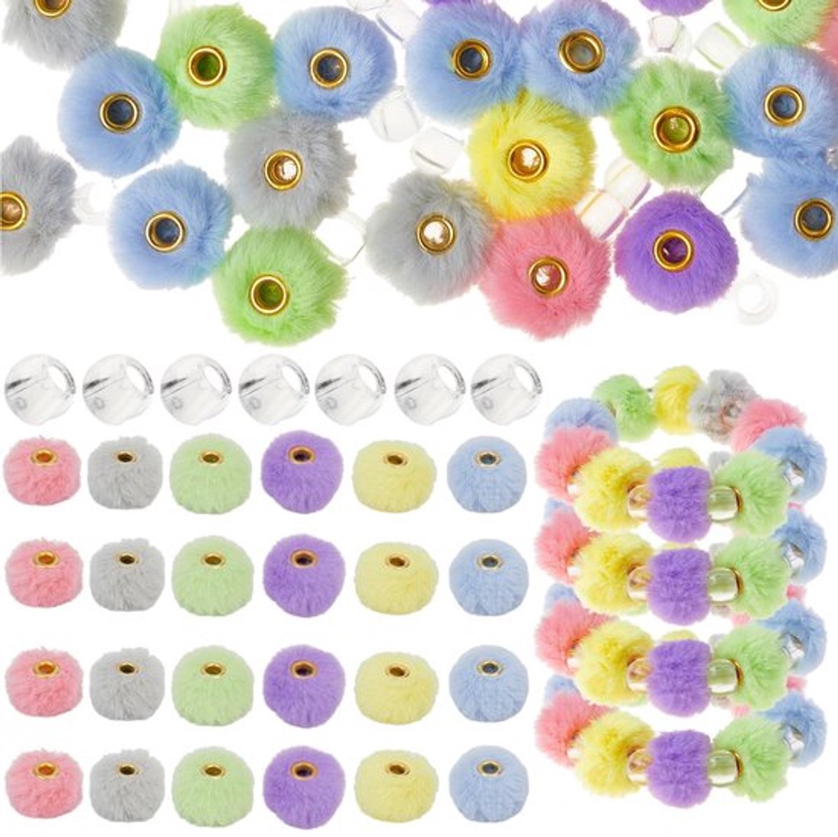 Pluizige Kunstbontkralen - 360 Stuks voor DIY Sieraden - Inclusief Transparante Afstandskralen - Creatief en veelzijdig - Geschikt voor