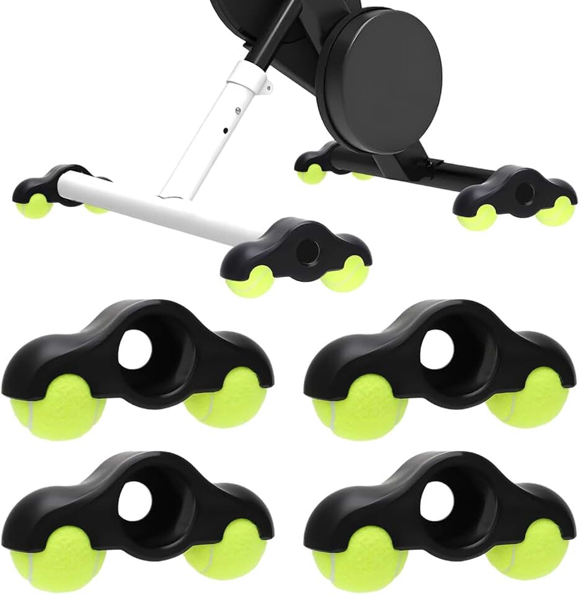 Plate Feet, 4 stuks Indoor Cycling Snap Rocker Feet Adapter, Draagbare wiebelplaat fietstrainer, Tennisbalvoeten met 8 tennisballen voor Kickr Core Rollentrainer Intensieve trainingssessies