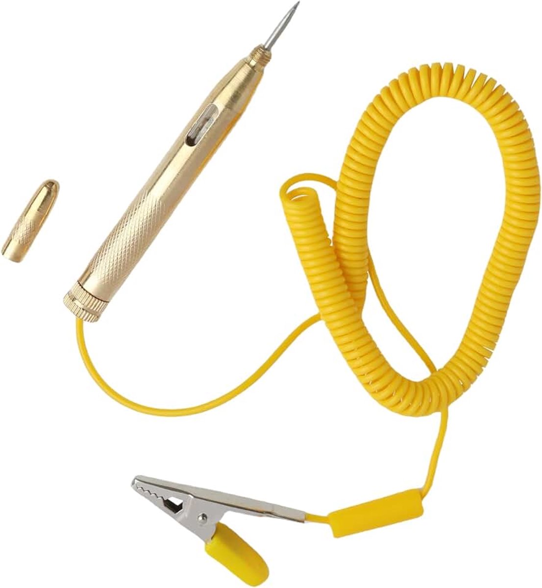 1 intelligente testpen voor auto DC 6 V 12 V 24 V, zekeringskabeltester met ledlamp, beschermkap van koper, voor snelle diagnose, geel
