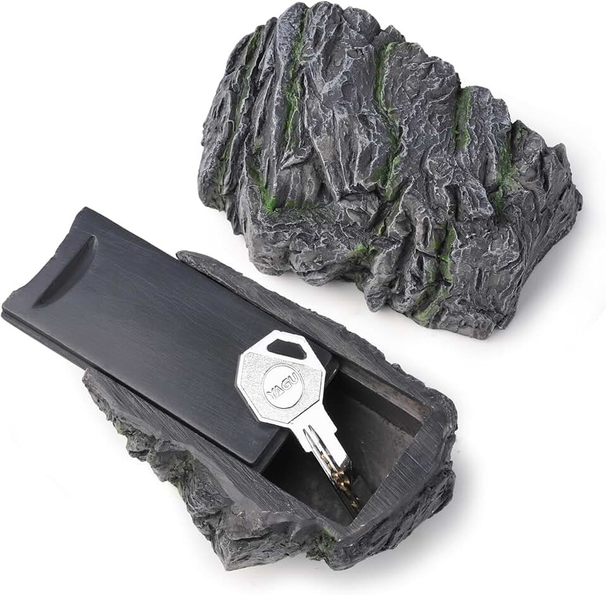 Rock Key Hider Safe voor buitentuin of tuin, grote grootte valse steen verborgen kluis - ziet eruit steen - verberg een sleutel buiten in rots