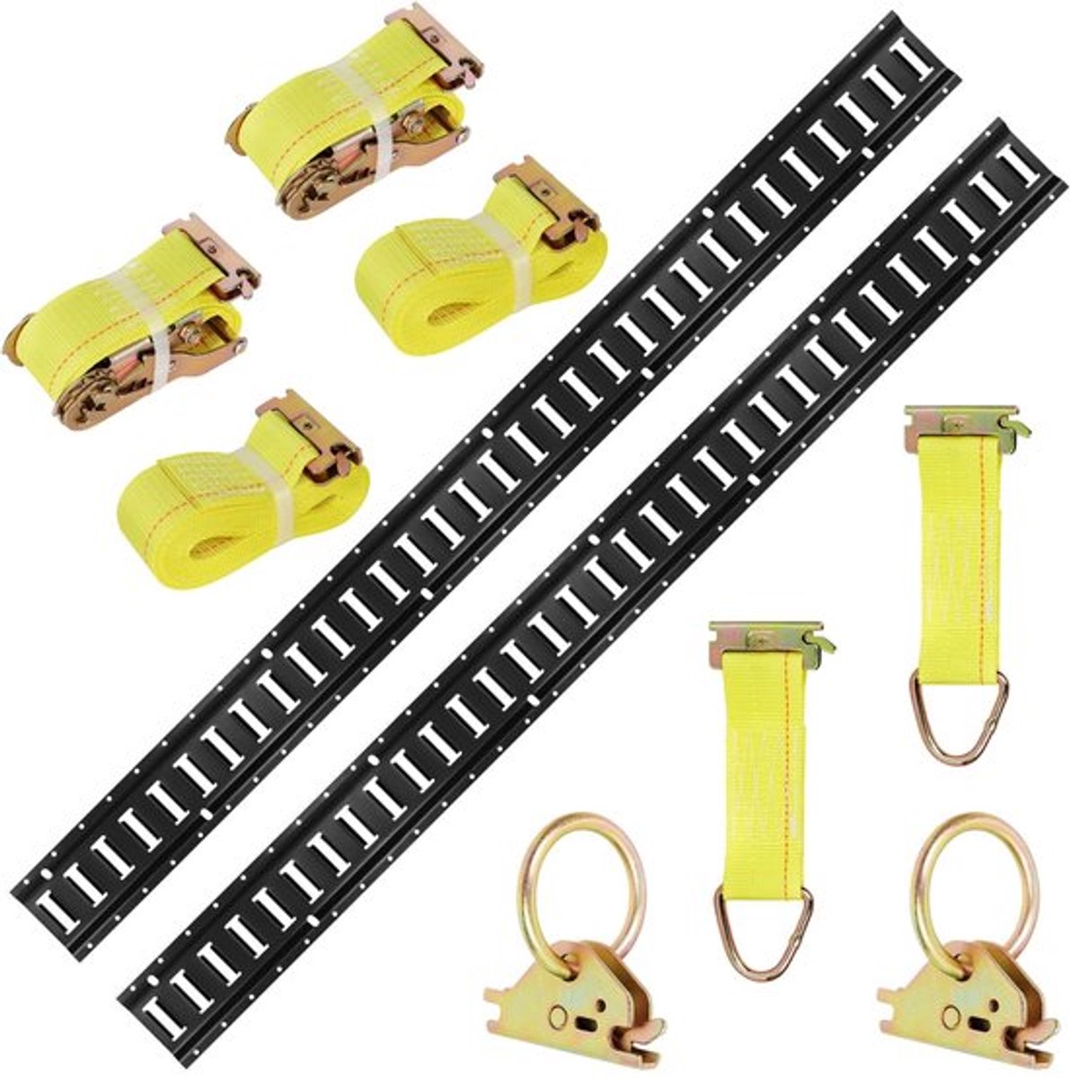 Spanrail 3 ft - E-Track beveiligingssysteem - Koolstofstaal - 1000 lbs draagvermogen - Inclusief O-ring ankers - Spanriemen - Ladingbeveiligingssysteem