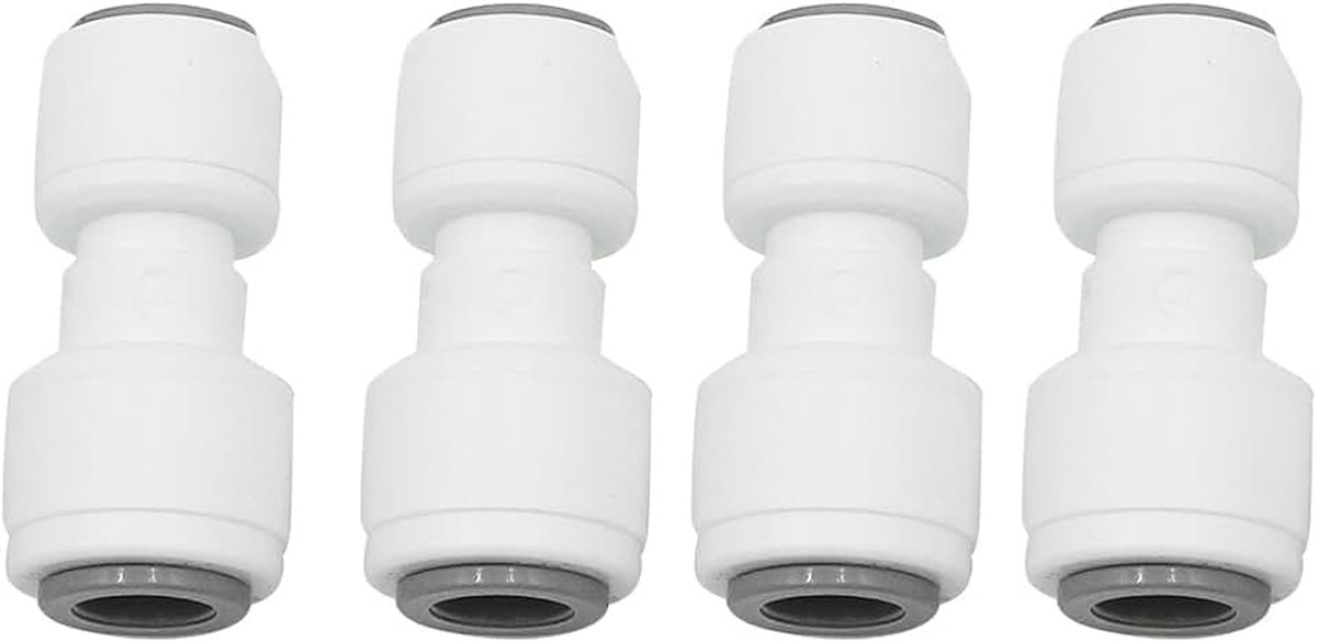 4 stuks snelkoppelingen voor waterzuiveraar, 1/4 inch buitendiameter naar 5/16 inch buitendiameter snelkoppeling voor RO-watersysteem, wit