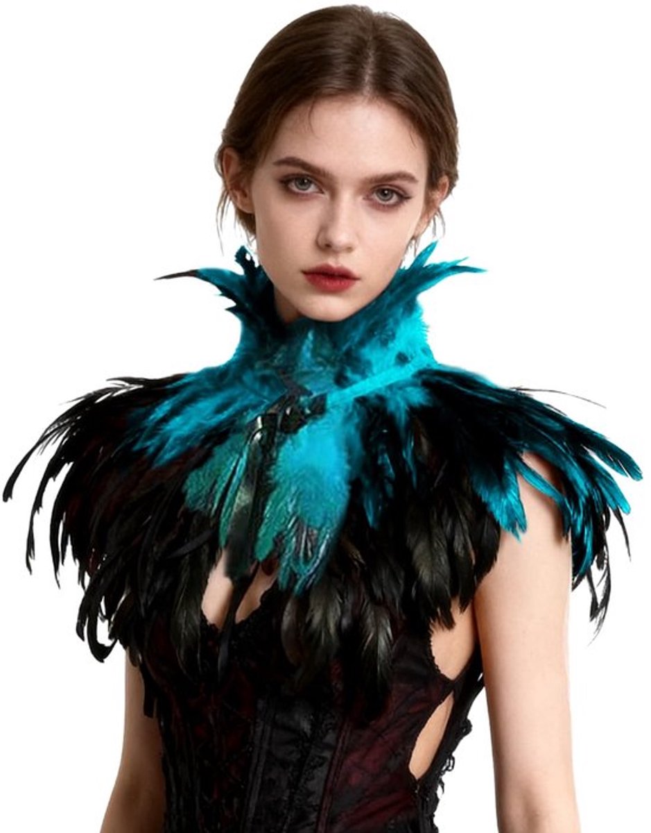 Sjaal Gotisch - Verstelbare Halsband - Luxe Gelaagde Veren - Handgemaakt - Comfortabele Pasvorm - Stijlvol en Elegante Look - Cape