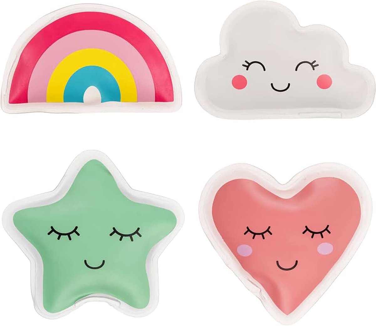 Warmtezakjes, herbruikbare warmtepads, voor koude dagen en voor onderweg, warmteknikkussens met leuke motieven (set van 4, kawaii droom)