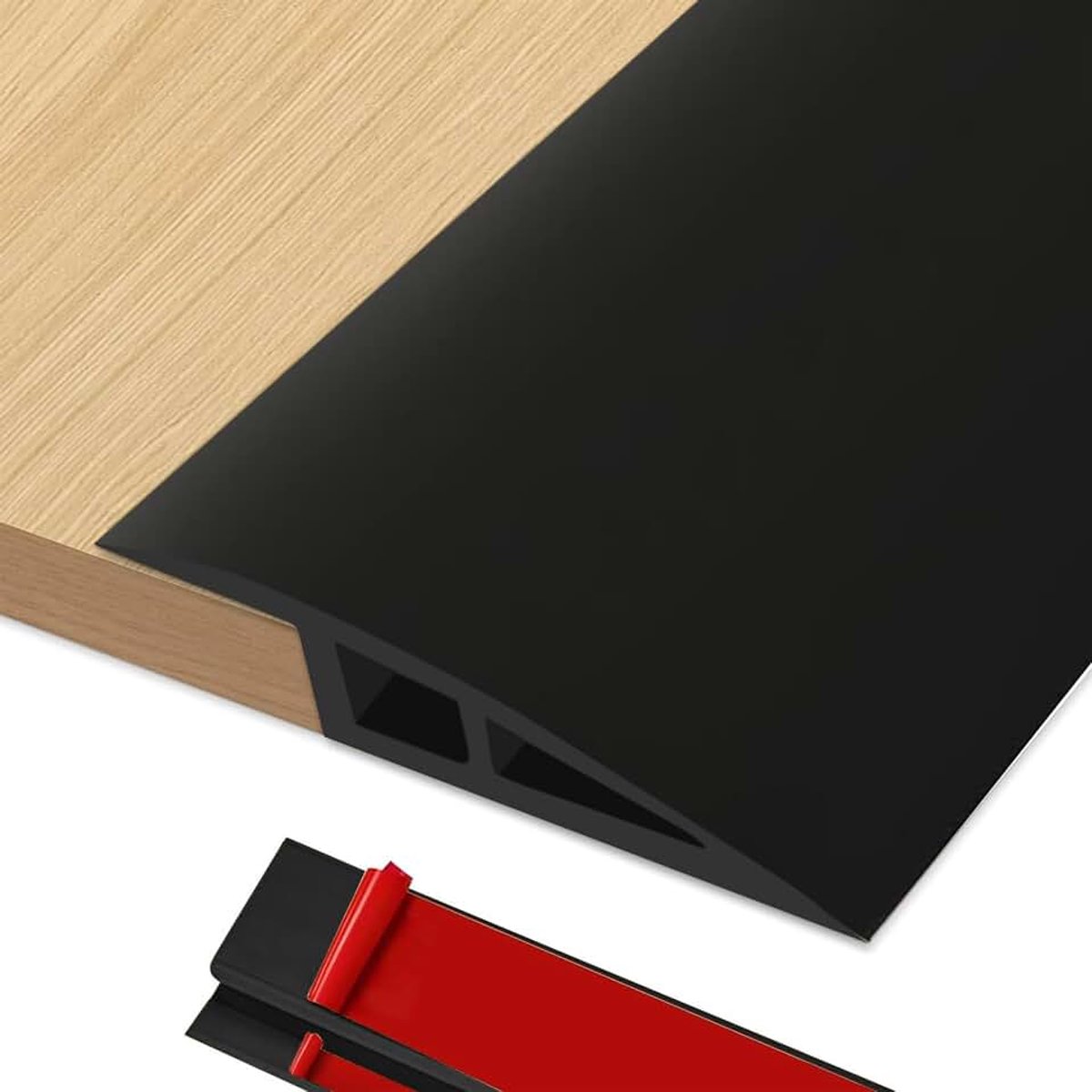 Hoogteregeling | 1M x 7cm PVC Overgangsprofiel Zelfklevend | Drempelprofiel Hoogteregeling van 15–20mm | Overgangsprofiel Bodem voor Laminaat, Tegels (Zwart)