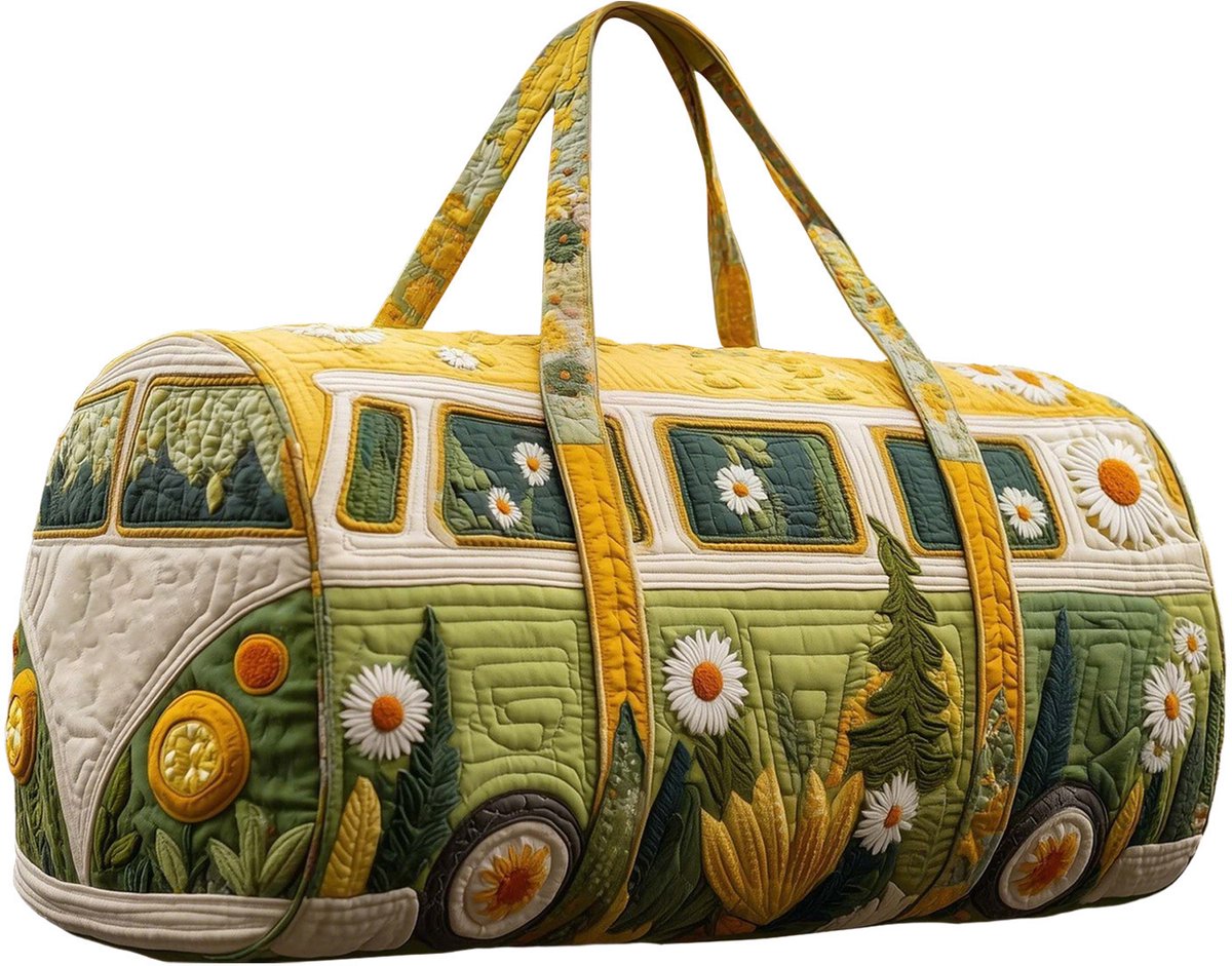 Textielen tas, retro bloemenprint in 3D-stijl, boho-stijl voor reizen en sport, meerkleurig, groot (18 x 9 x 9 inch)，32 modellen