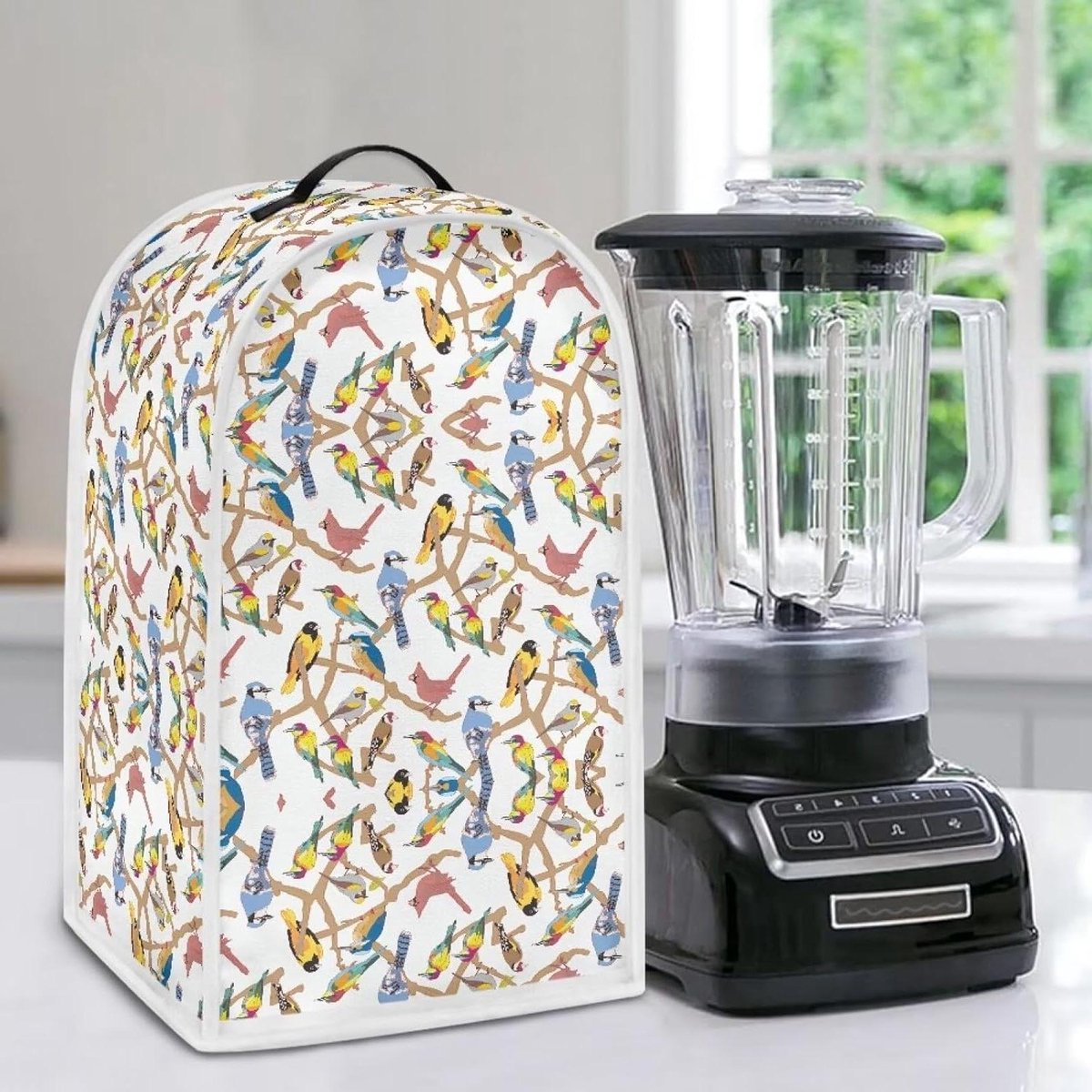 Keukenmixerhoes - Apparaatbeschermer - Keuken Organisatie - Met handvat - 40 cm lengte - Vogelpatroon