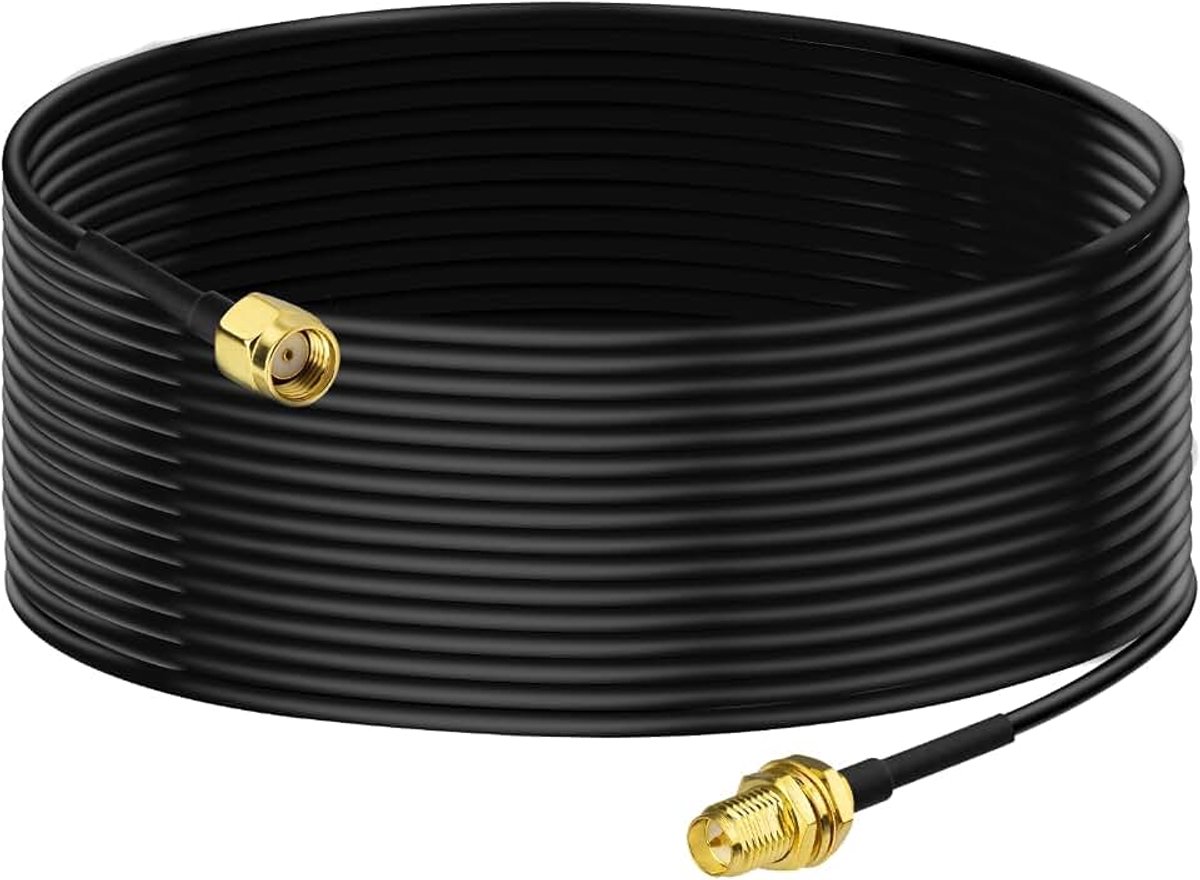 Verlengkabel WiFi antenne RP-SMA stekker naar bus RG174 10 m | Coaxiale verlengkabel voor wifi-router, draadloze camera, IP-camera, PCI-netwerkkaart PCIE, module, Bluetooth