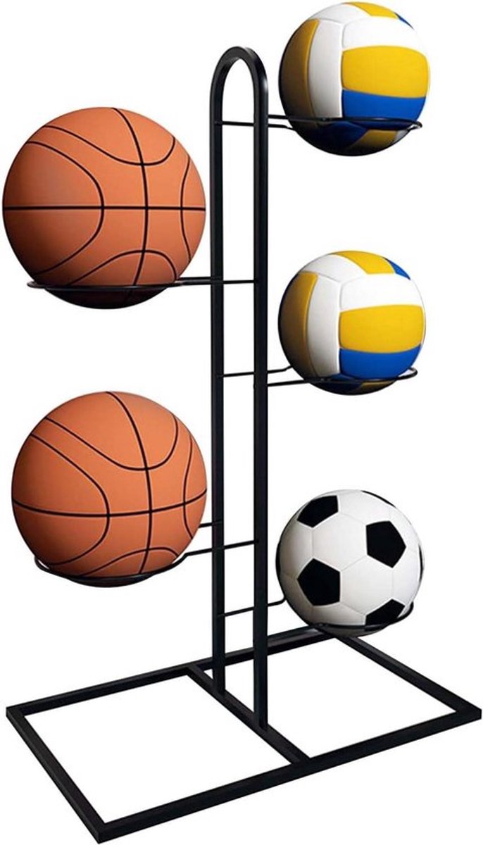 Verwijderbaar Verticaal Balopbergrek van Koolstofstaal voor Sportballen - Garageorganizer Volleybal, Voetbal