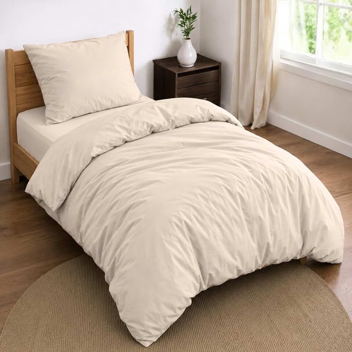 3-delige beddenset 90x190cm: dekbedovertrek 140x200cm + hoeslaken 90x190cm met 1 kussensloop 65x65cm, 140x200cm, 100 draads microvezel - Oeko-Tex | Oeko-Tex gecertificeerd · zacht geborstelde microvezel · ritssluiting
