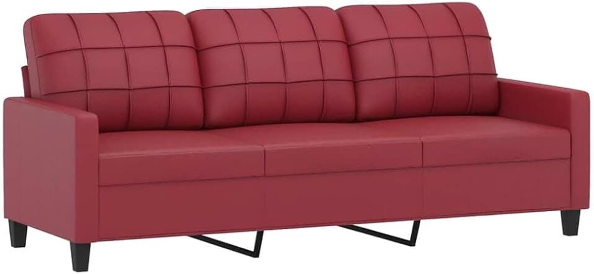 3-zitsbank, wijnrood, 180 cm, kunstleer, woonkamerbank, kantoorbank, slaapkamerbank, loungebank voor woonkamer, slaapkamer, logeerkamer