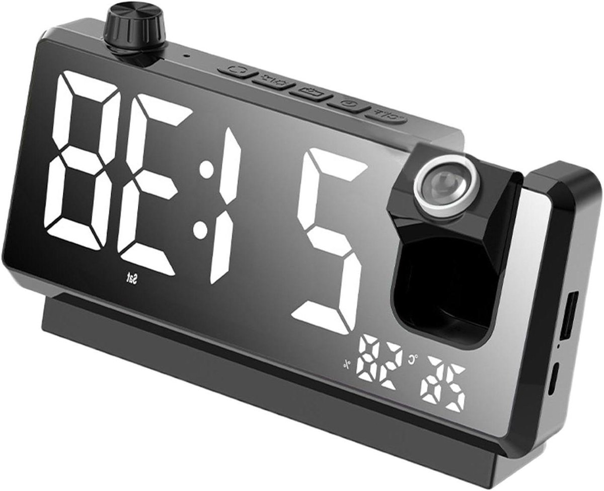 Projectiewekker Digitaal - Spiegelklok Kamerprojectie - Wakker Worden - Automatische Helderheid - 186x42x89 cm - Meerkleurig