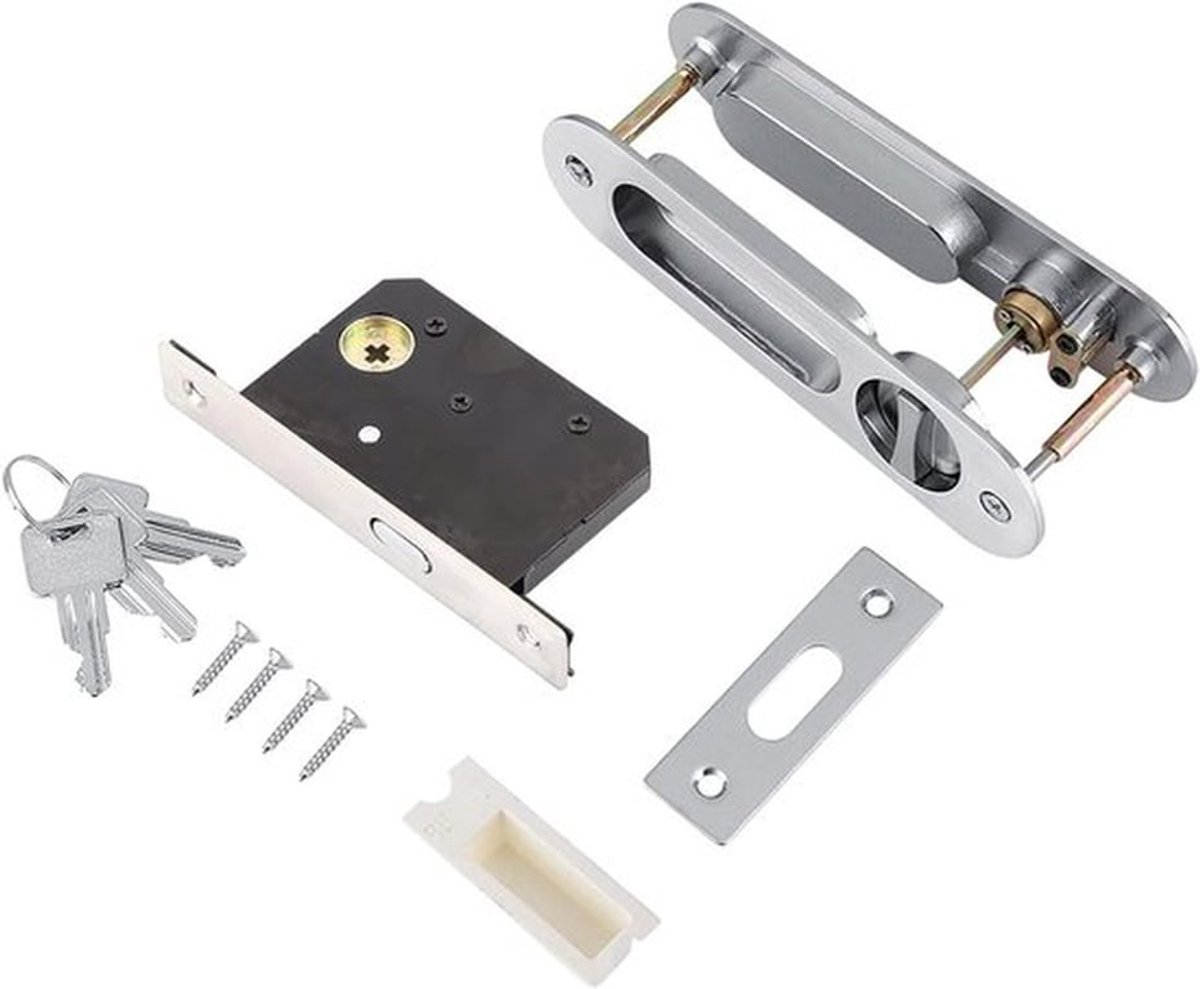 Veilige schuifdeur slot met sleutels, aluminium legering in zilver voor houten meubels en deurbeveiliging