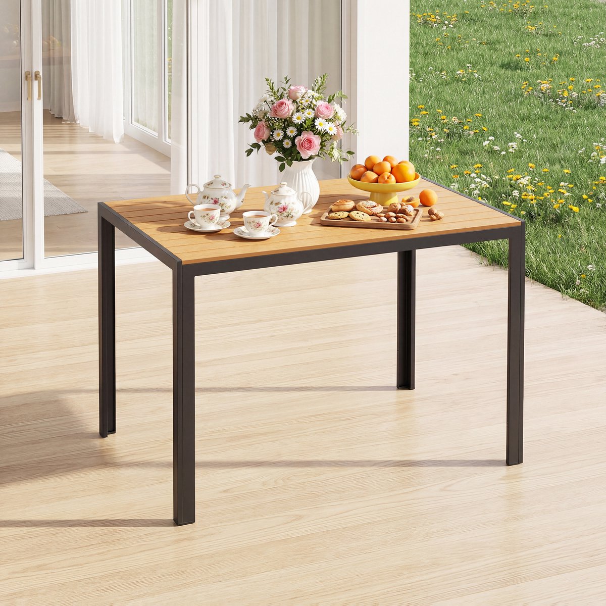 Bealife TB103 Tafel - WPC Tuintafel - 110 x 70 x 73 cm - Weerbestendig - Teak
