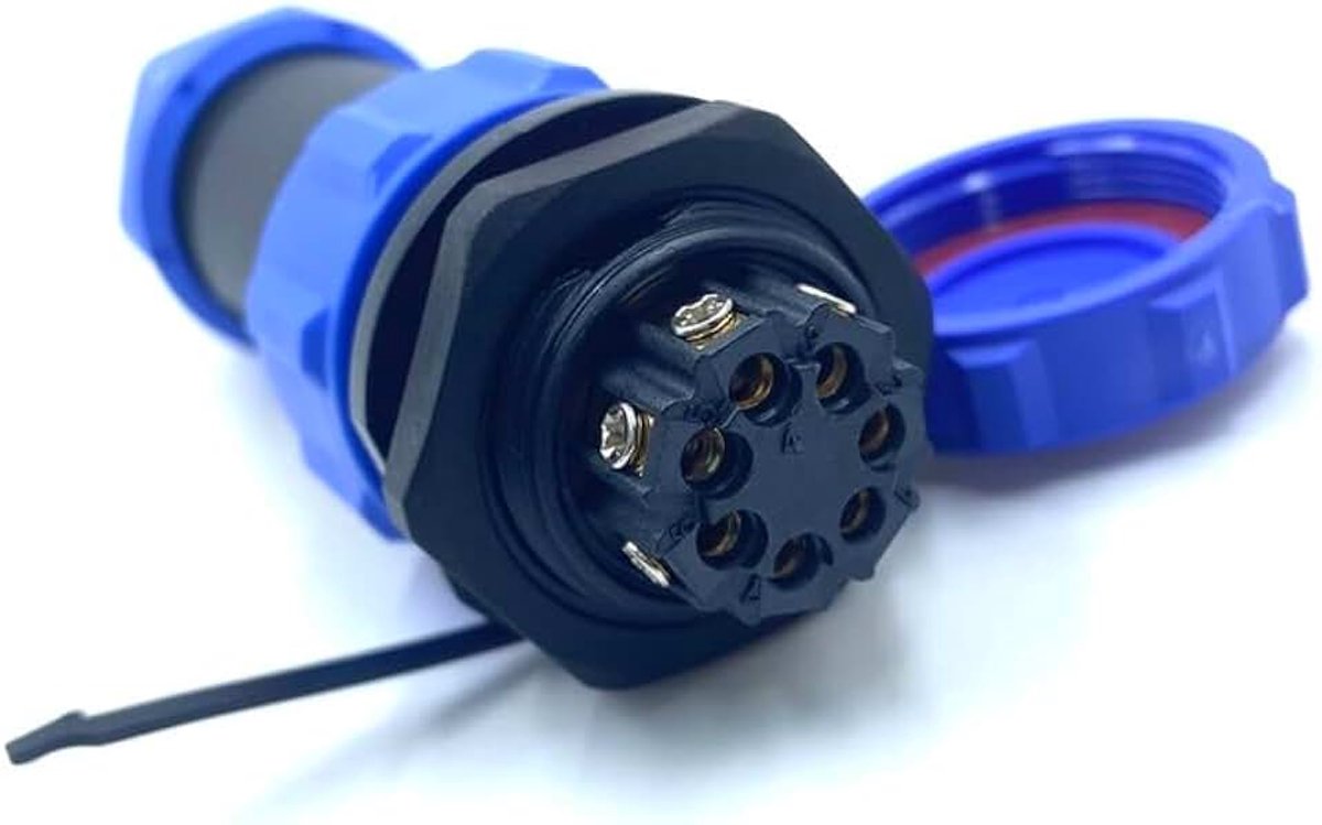 Luchtvaartstekker, SP21, 7-polig, 7-pins soldeervrije, IP68, waterdichte en stofdichte luchtvaartstekker voor buitenlampen, gebruikt 500 V, 15 A (14 AWG kabel met
