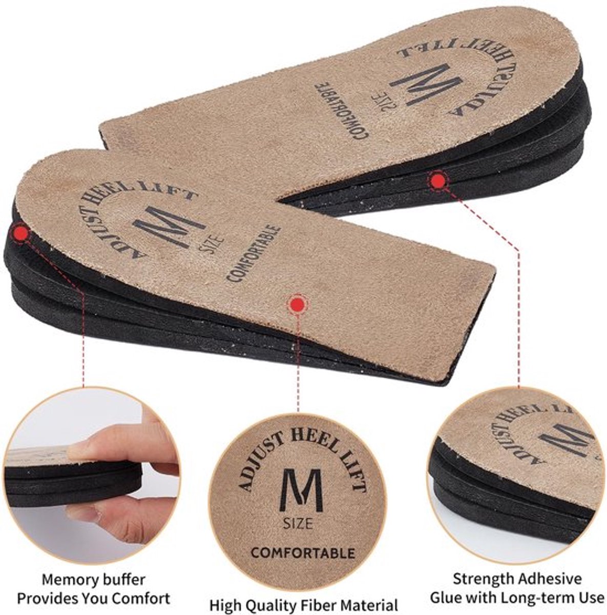 Solidchoice - Verstelbare inzetstukken - Hielverhogingen - Orthopedisch comfort - Kleur zoals afgebeeld - Inlegzolen voor extra hoogte - Geschikt voor .