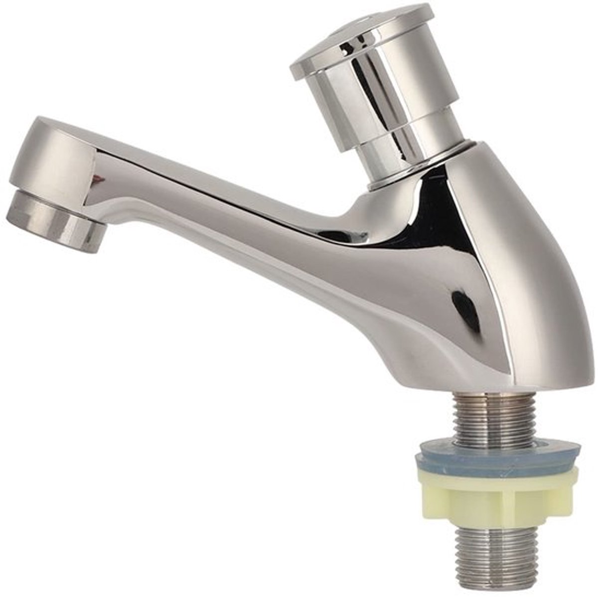 Wastafelkraan Waterbesparend - Drukknop - Tijdvertraging - Koper - G1/2 Schroefdraad - 14 cm Lengte - Drukkraan